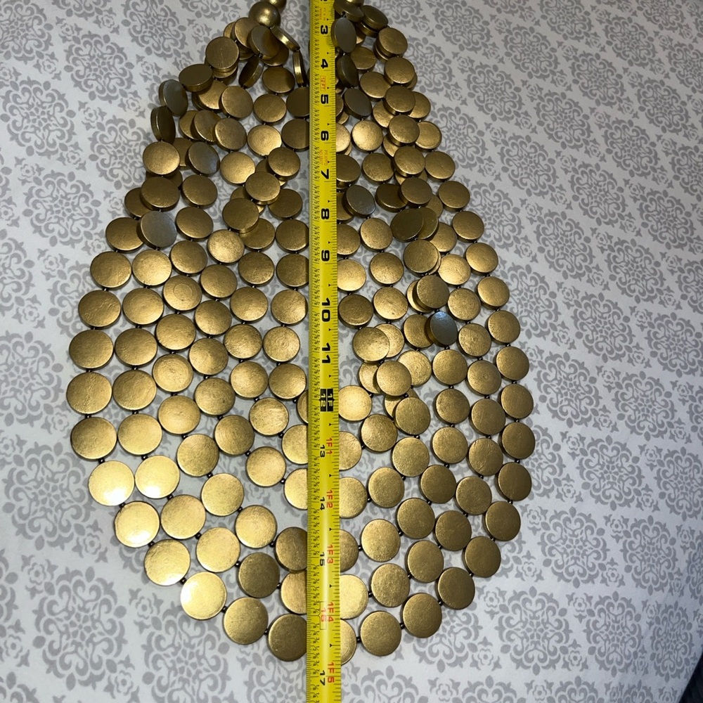 Dramatic Gold Disc Layered Statement Necklace - image 5